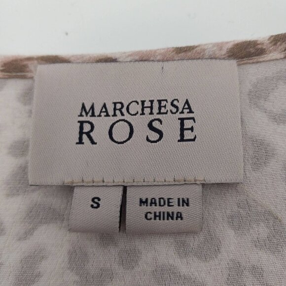 Marchesa Rose Leopard Print Self Tie Blouse Flared Sleeves Hi-Lo Boho Festival S - Picture 6 of 8